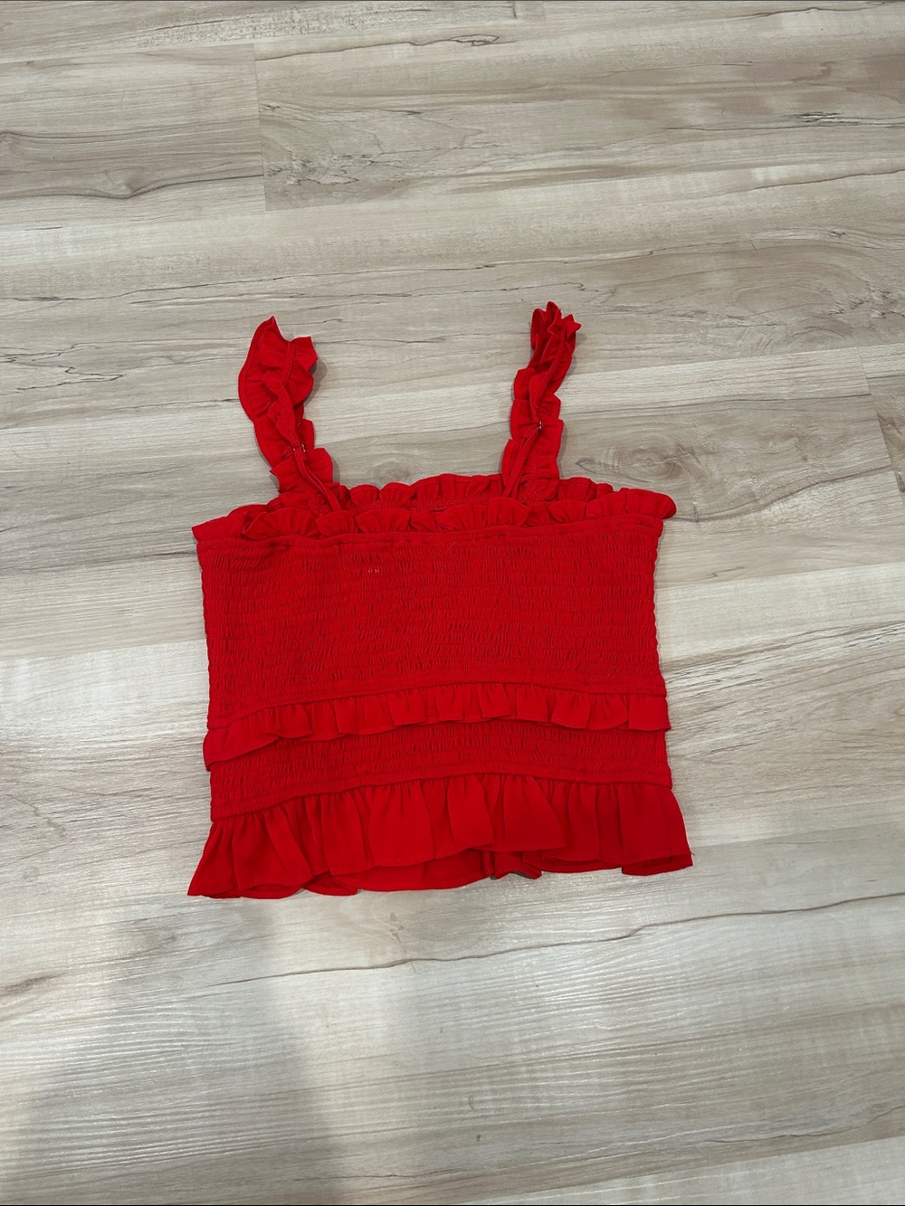 Red Ruffle Smocked Tank Top - Picture 2 of 3